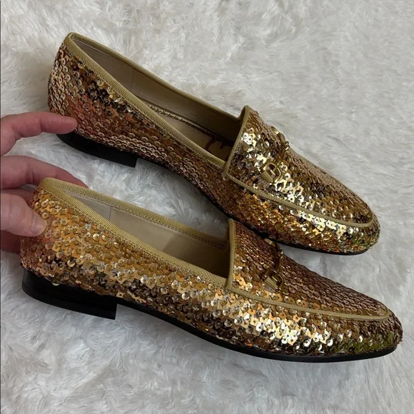 NEW In Box Sam Edelman Gold Loraine Octane Sequined Loafers In Size 8M - Picture 13 of 14